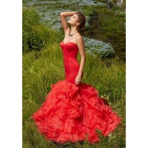 Morilee Mermaid Ruffle Prom Dress 99011 Red